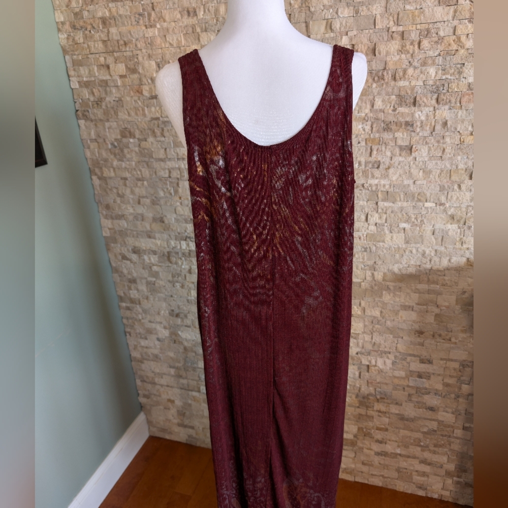 Burgundy Red Tank Maxi Dress XL Stretch 90s Dark Minimalist Artsy Moody Grunge image 2